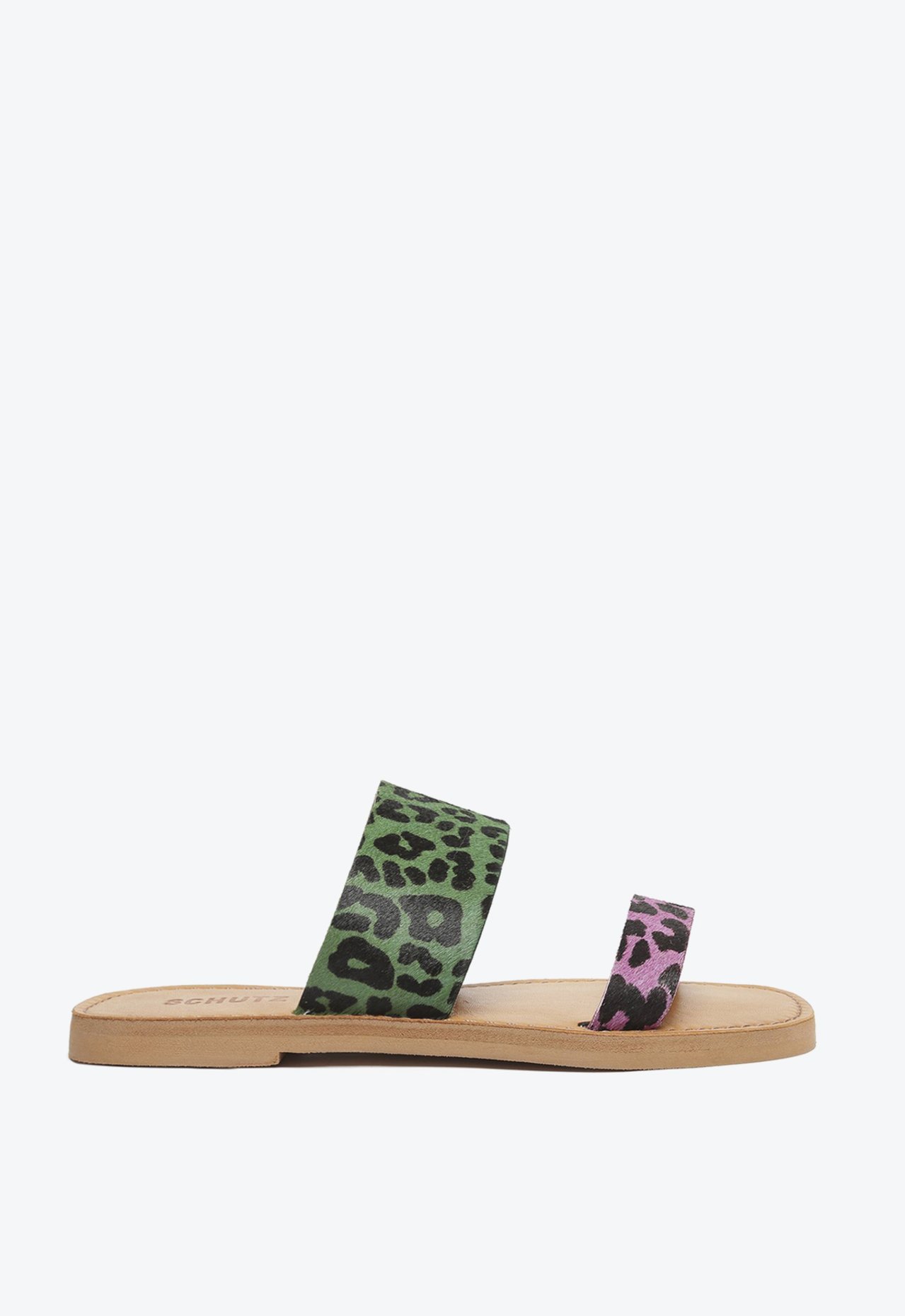 Sandália Rasteira Slide Couro Animal Print | Schutz