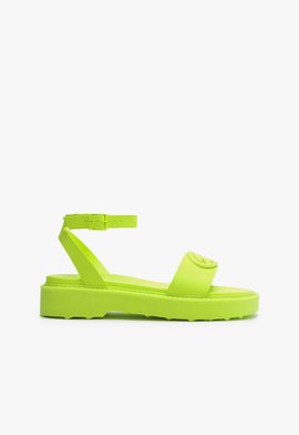 Sandália Papete Flatform Couro Verde Limão