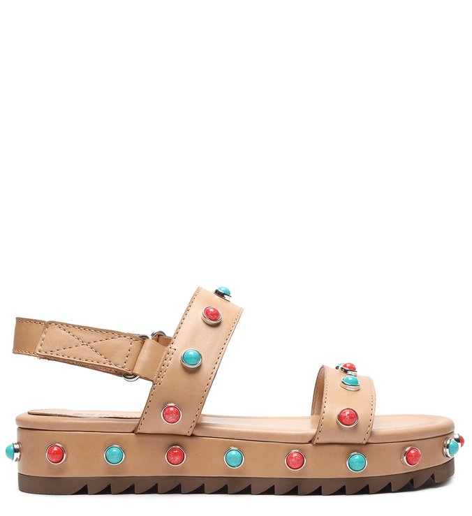 Sandália Flatform Fun Stones Honey