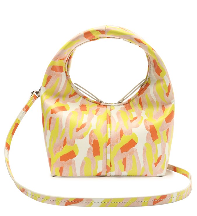 Bolsa Tiracolo Pequena Wanted Fivela Couro Estampa Amarela Bolsa Tiracolo Pequena Wanted Fivela Couro Estampa Amarela