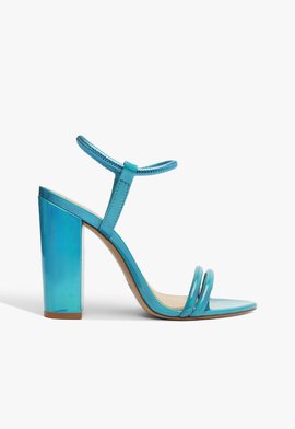 Sandália Salto Bloco Strings azul