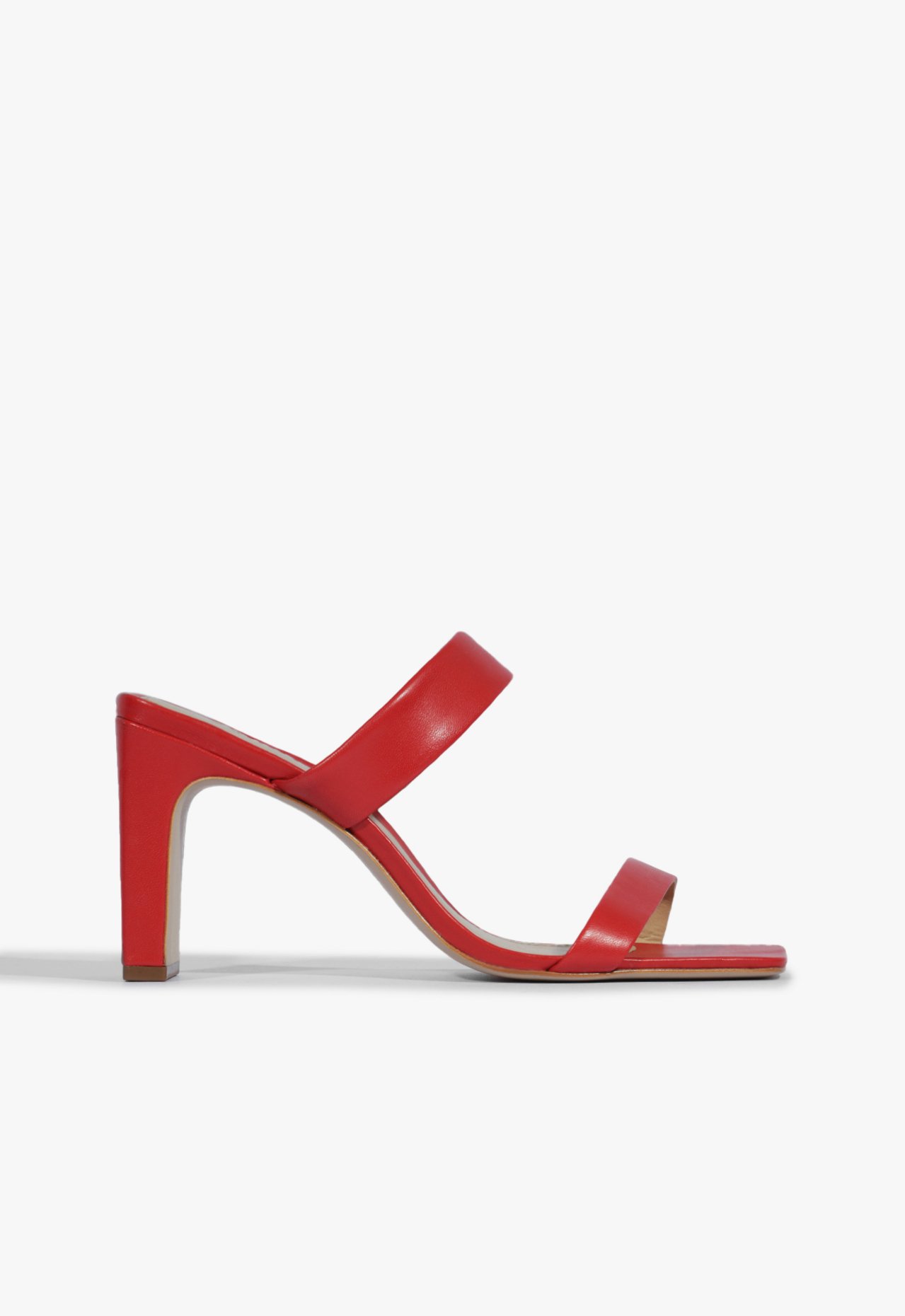 Vista 2 Sandália Mule High Salto Barra Couro Vermelha Schutz Vermelho Schutz Vermelho