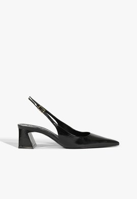 Scarpin Slingback Rhonda Mid Verniz Couro Preto