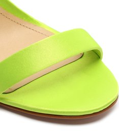 Sandália Salto Fino Cetim Brilho Verde Neon
