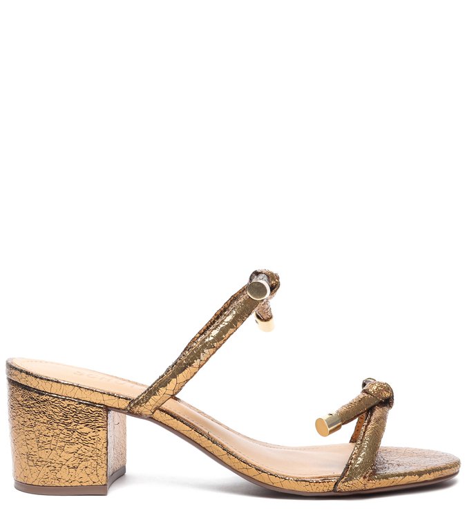 Sandália Mule Salto Bloco Bronze