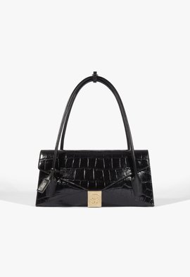 Bolsa Tote Envelope Bag Média Couro Preta