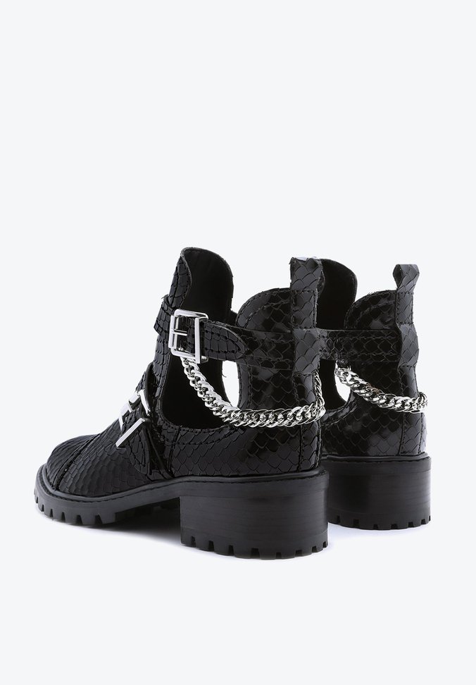 Bota Stella Cano Baixo Snake Preta Schutz