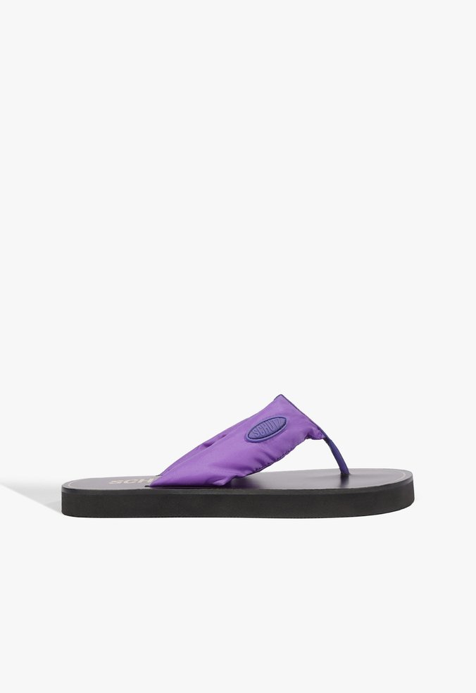 Sandália Flatform Tira V Preta Roxa