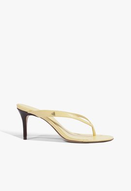 Sandália Evora Salto Fino Couro Amarelo