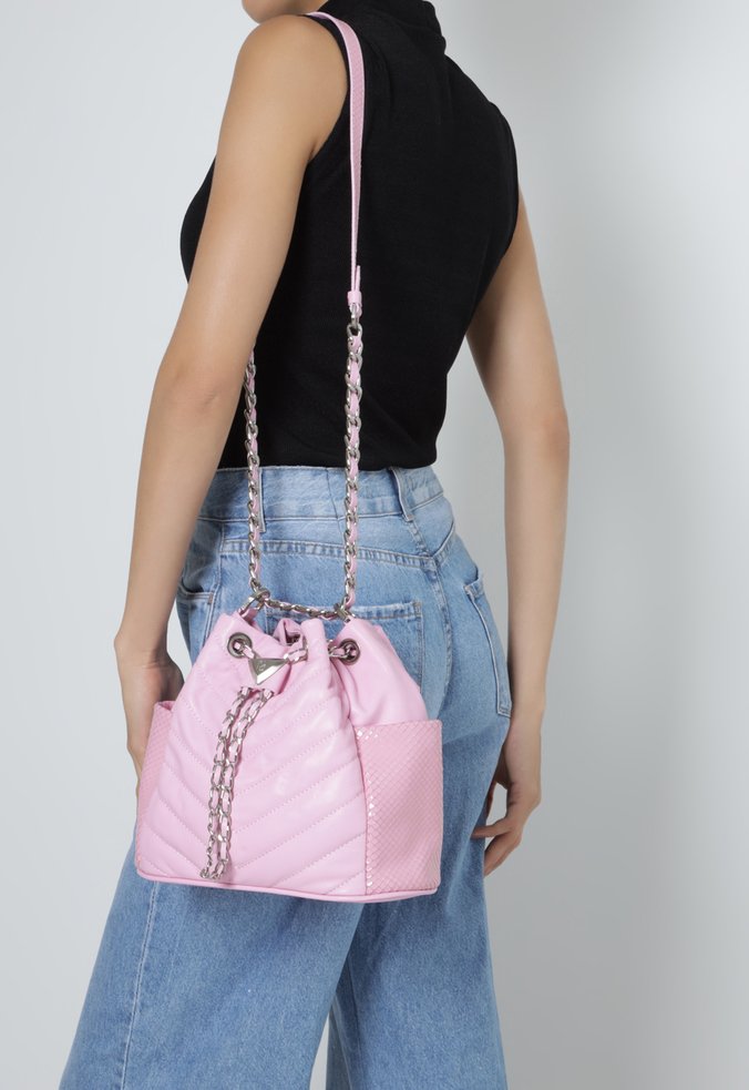 Bolsa Bucket Gianina Couro Rosa