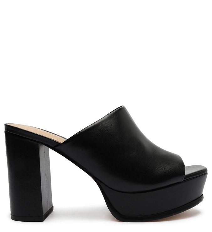 Sandália Clog Meia Pata Couro Preta