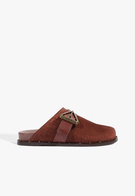 Clog Shop Couro Marrom Escuro