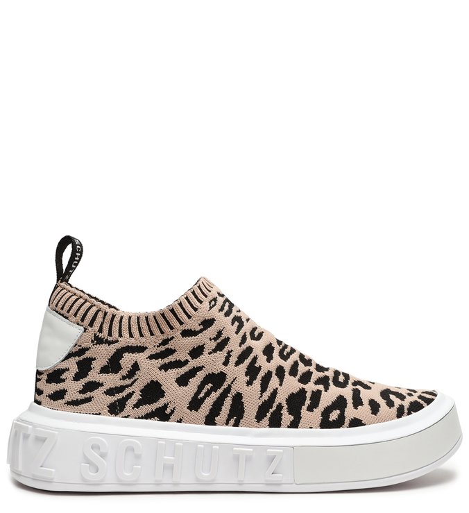 Tênis It Schutz Knit Animal Print Rosa Claro