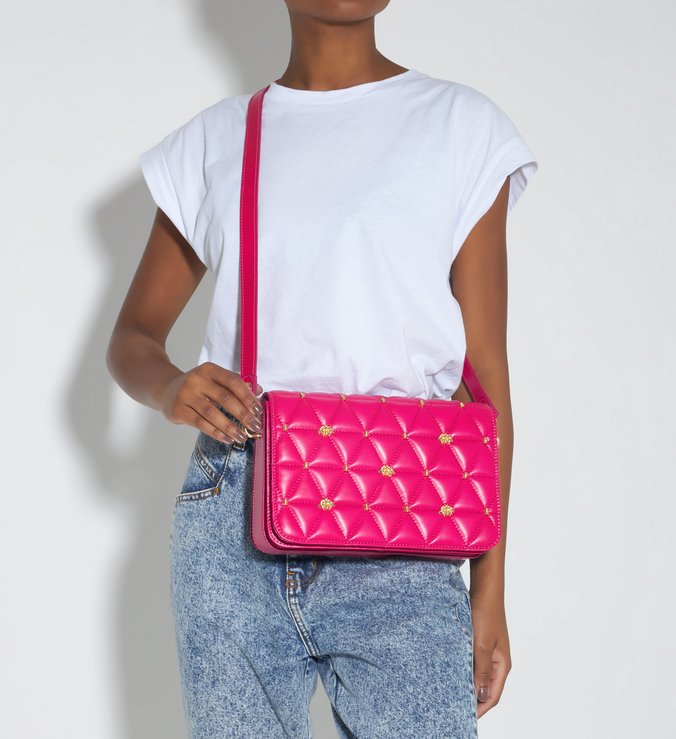 Bolsa Tiracolo Média Aria Matelassê Pink Bolsa Tiracolo Média Aria Matelassê Pink