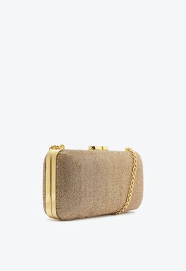 Bolsa Pequena Clutch Giulia Tecido Dourada