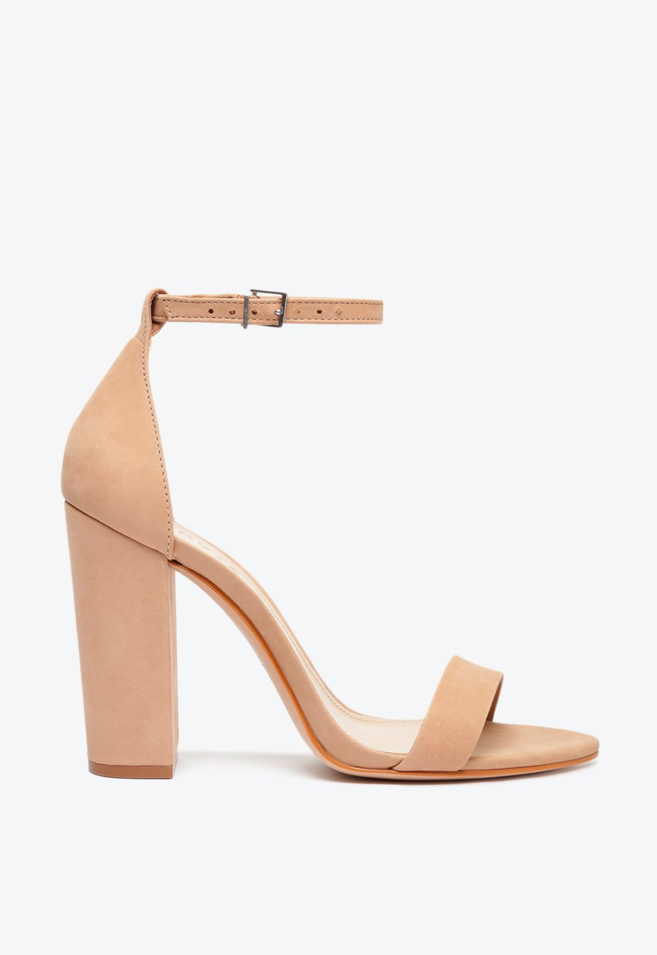 Sandália Gisele Salto Bloco Camurça Bege | Schutz