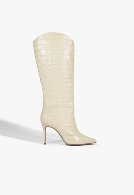 Bota Salto Alto Maryana Couro Creme