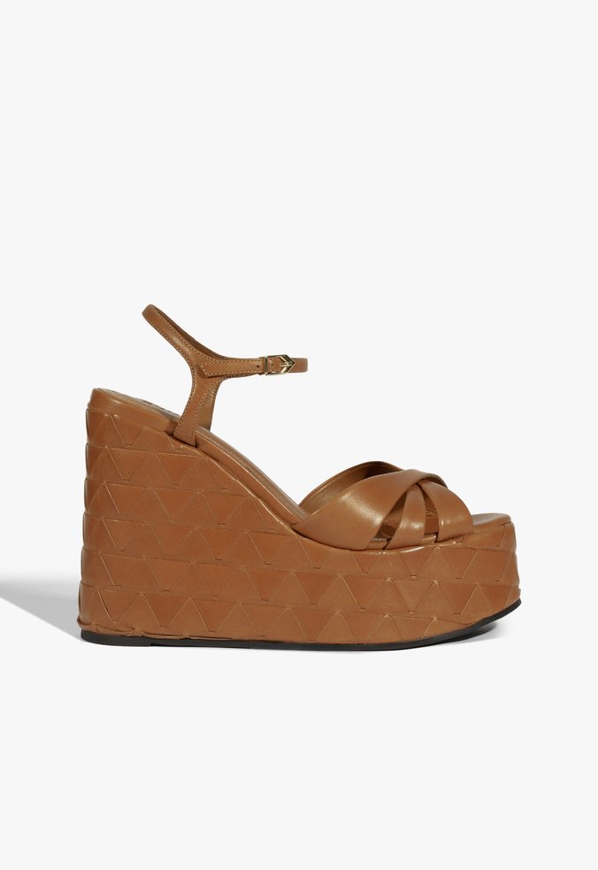Sandália Plataforma Fresh Boho Couro Marrom