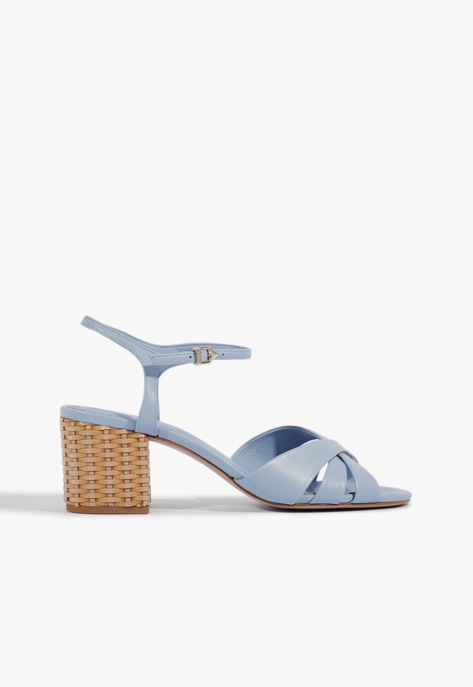 Sandália Keefa Mid Block Couro Azul