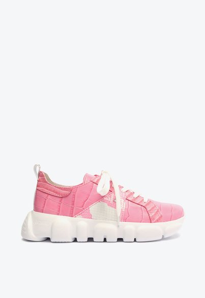 Tênis Schutz Print Couro Croco Snake Rosa | Schutz