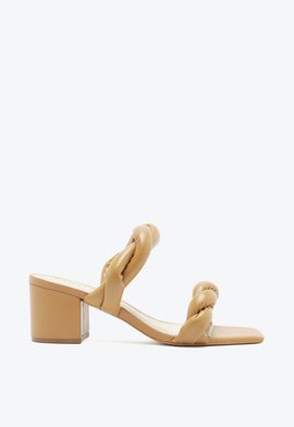 Tamanco Bico Quadrado Trançado Marrom