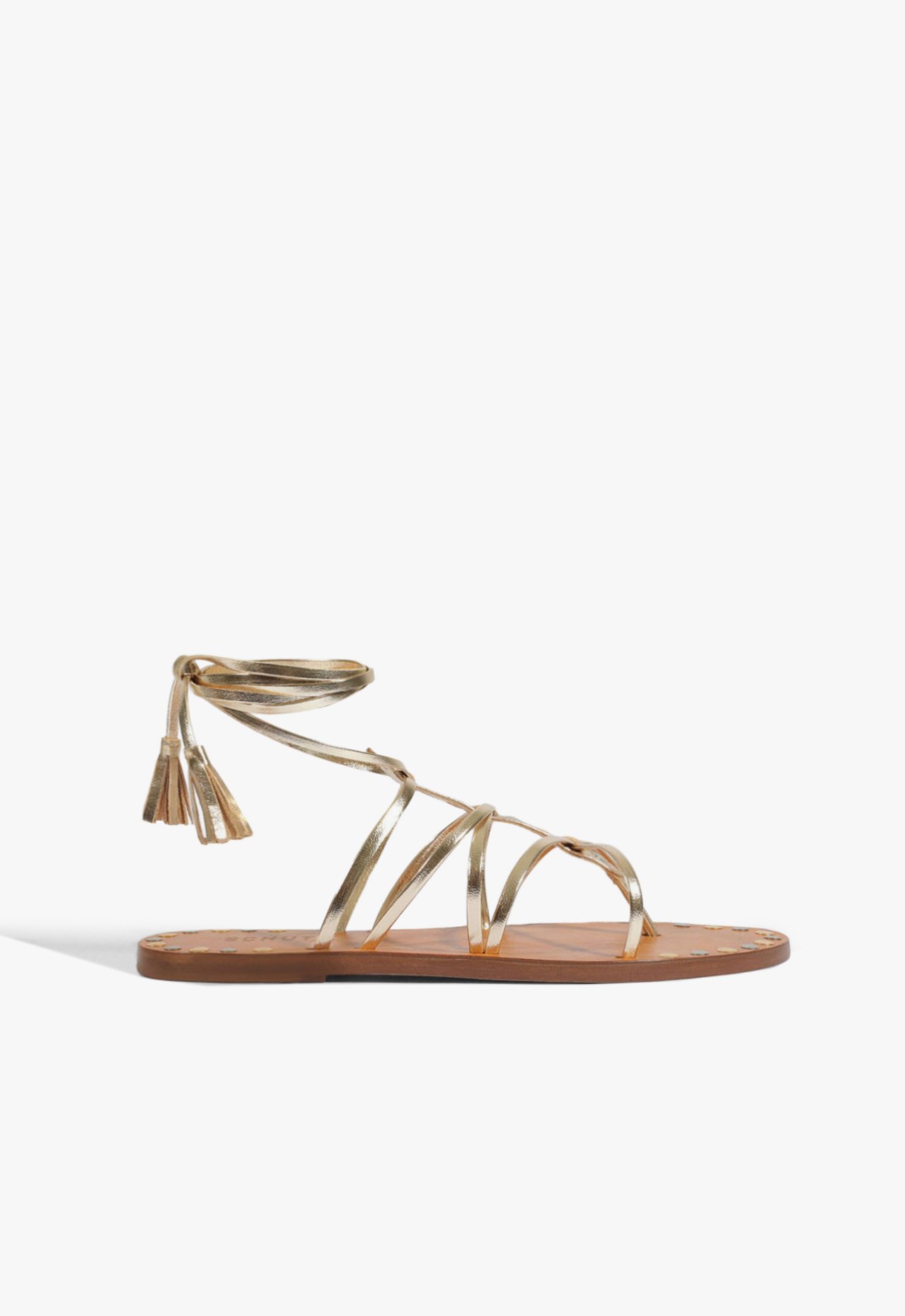 Vista 2 Sandália Rasteira Tirinhas Dourada | Schutz Schutz BR Dourado Schutz BR Dourado