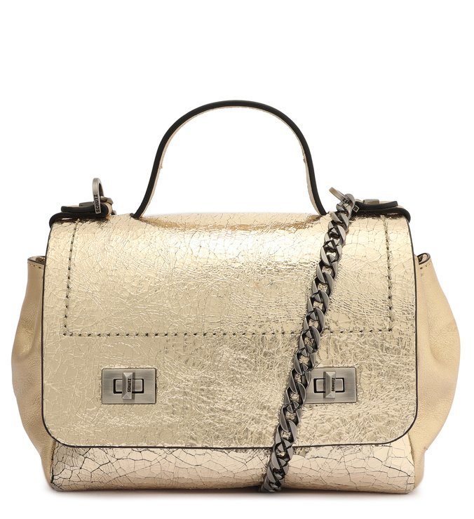 Bolsa Tote Média Sky Couro Dourada