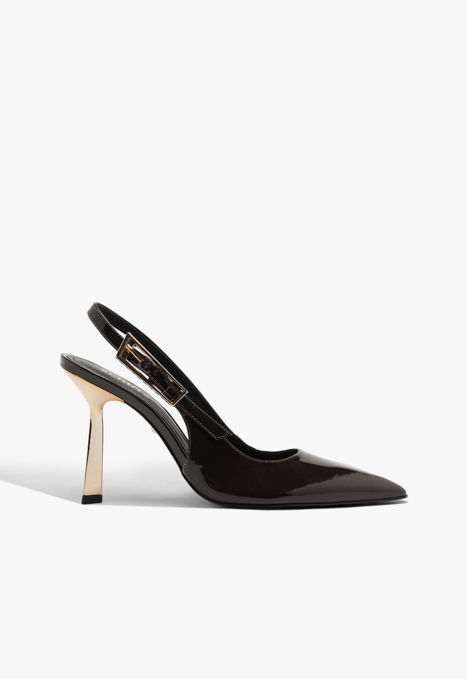 Scarpin Slingback Boss Couro Marrom Escuro