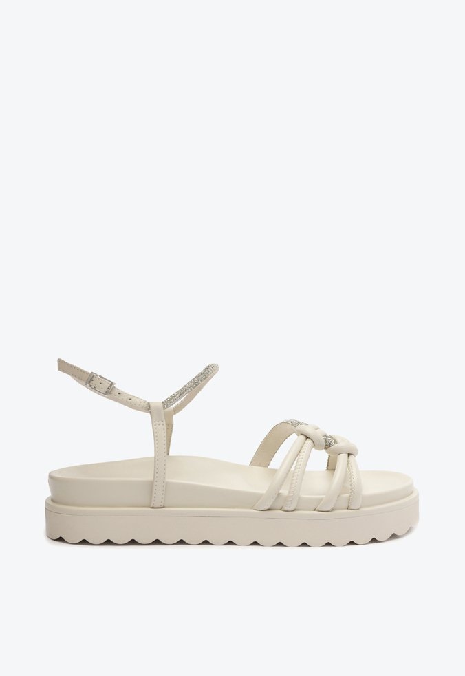 Sandália Papete Aylin Sporty Brilho Off White