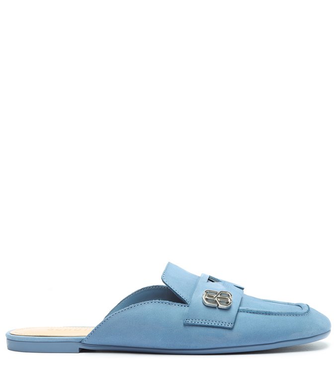 Sapato Mule Rasteira Nobuck Azul
