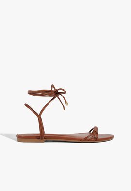 Sandália Rasteira Amarração Marrom
