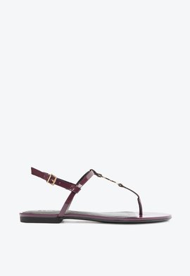 Sandália Rasteira Statement Flats Couro Vinho