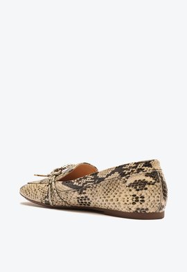 Mocassim Cicy Couro Snake Natural