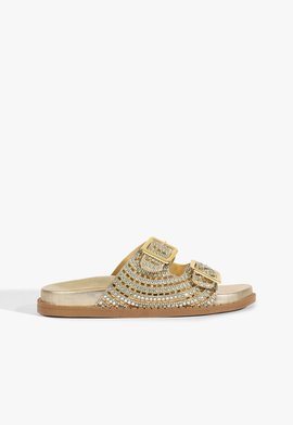 Papete Couro Fivelas Dourado