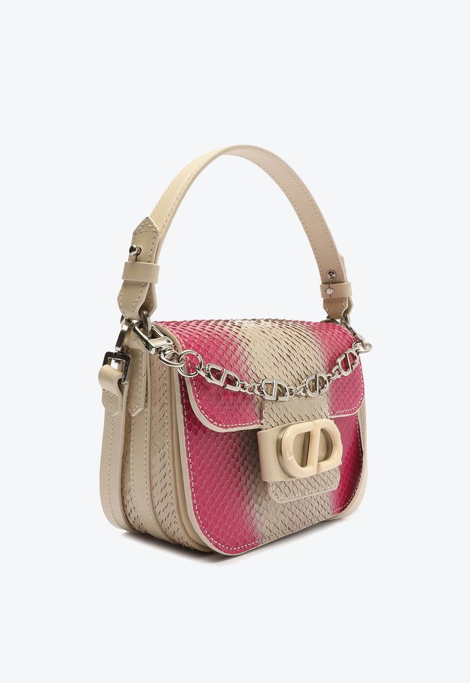 Bolsa Tiracolo Pequena Twist Couro Snake Bicolor Pink Bolsa Tiracolo Pequena Twist Couro Snake Bicolor Pink