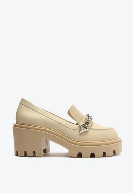 Mocassim Tratorado Mosy Couro Corrente Bege