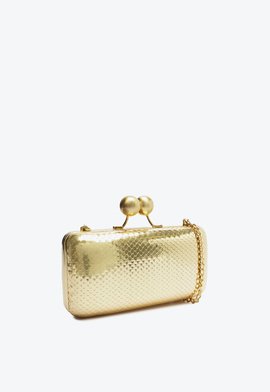 Bolsa Clutch Pequena Couro Dourada