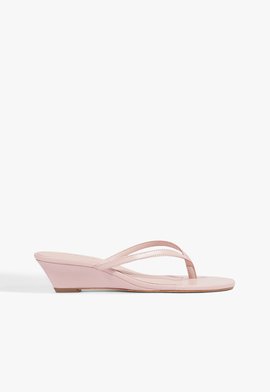 Sandália Roslyn Wedge Casual Couro Rosa