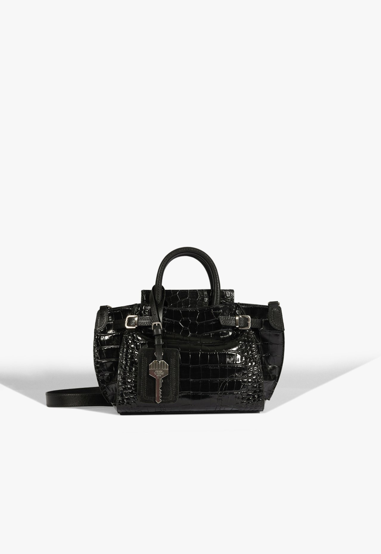 Vista 2 Bolsa Mini Tote Heaven Couro Croco Preta | Schutz Schutz BR Preto Schutz BR Preto