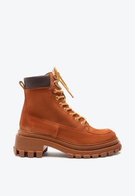 Bota Coturno Tratorada Camurça Marrom