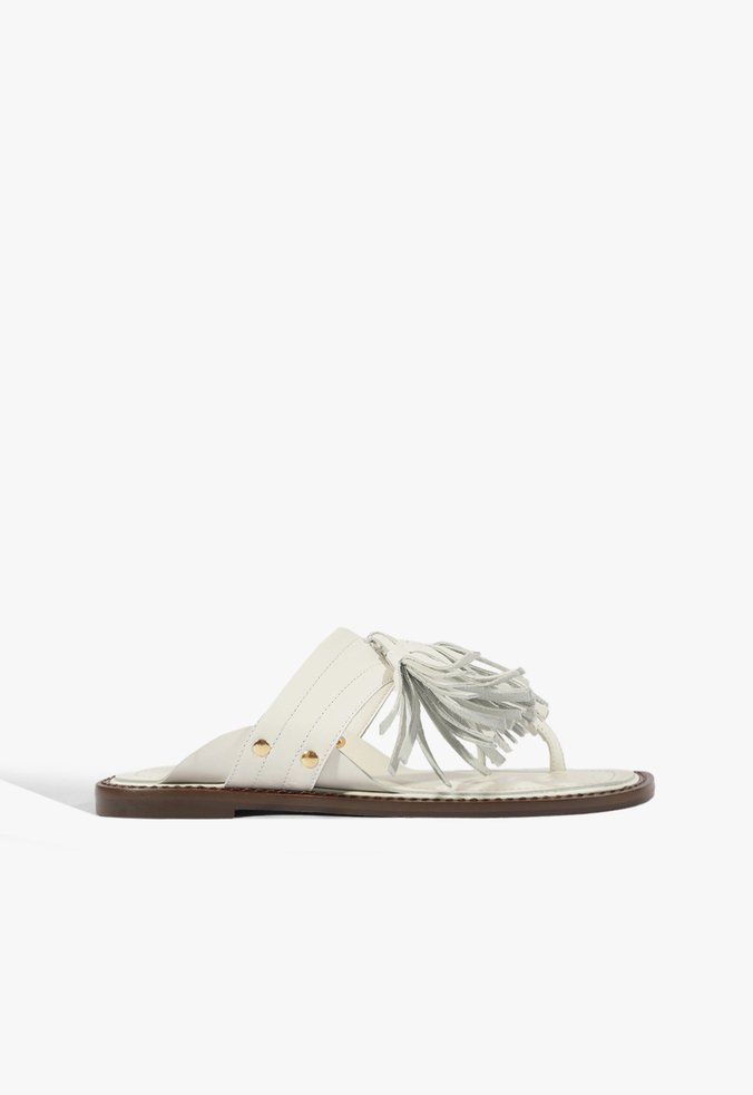 Sandália Rasteira Maribel Couro Branca