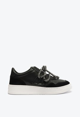 Tênis Mix de Couros Preto
