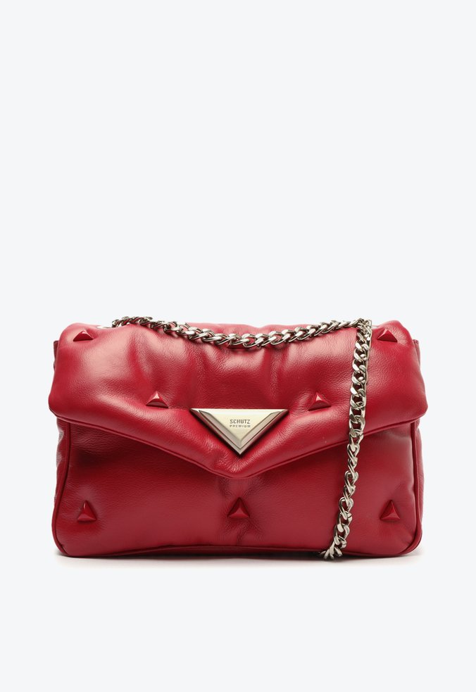 Bolsa Tiracolo Média 944 Capitonê Couro Vermelha