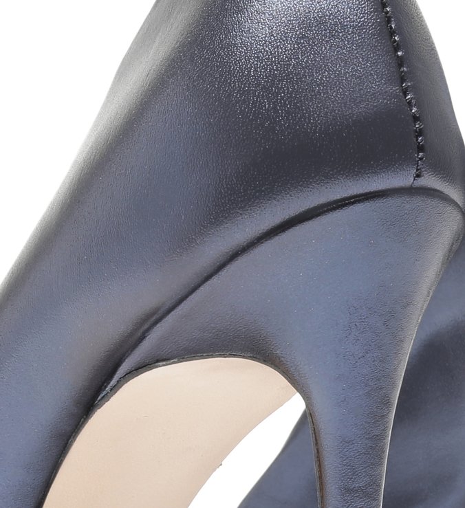 Sapato Scarpin Cracked Metallic Azul