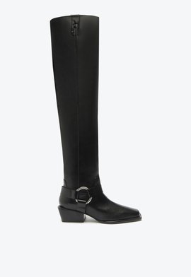 Bota Fiorenza Cano Alto Couro Preta