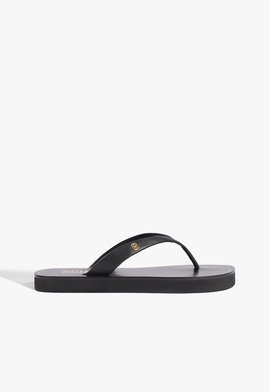 Sandália Flatform Bico Redondo Couro Preta