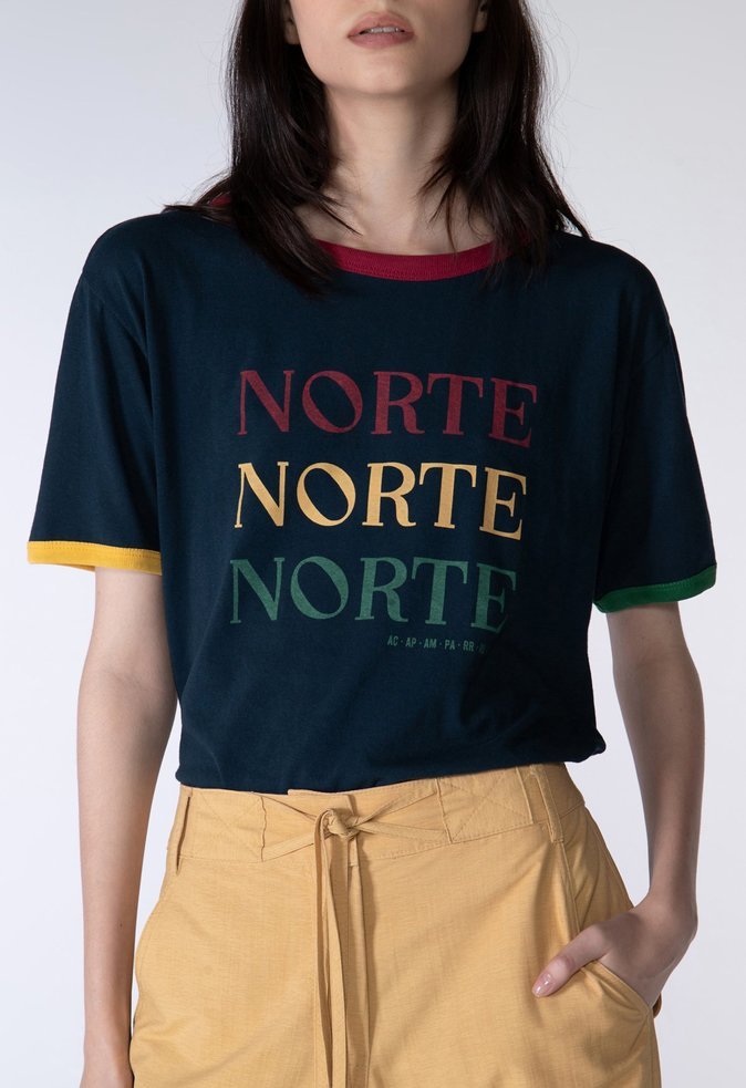 Camiseta Raquel Malha Com Azul