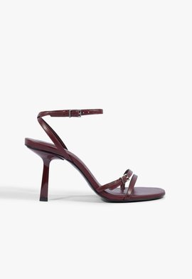 Sandália Salto Médio Roess Couro Vinho