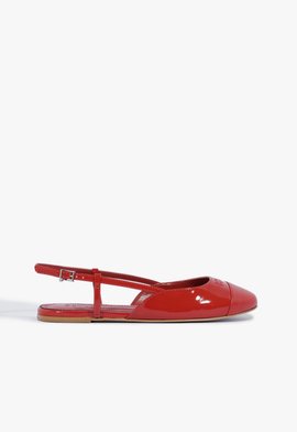 Sapatilha Slingback Logomania Couro Vermelha