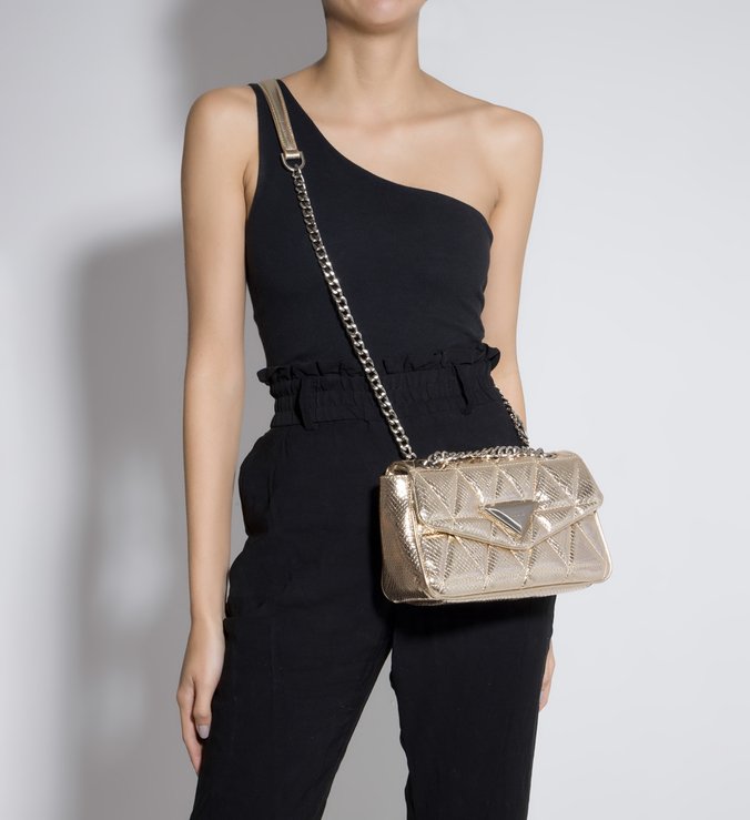 Bolsa Tiracolo New 944 Couro Snake Dourada Bolsa Tiracolo New 944 Couro Snake Dourada